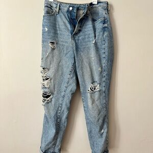 Distressed mom fit jeans